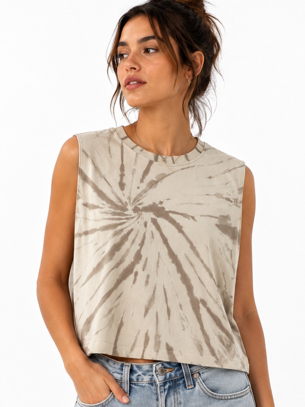 Sage Collective Tie Dye Audrey Crew Neck Tank Top Large Soft Stretchy